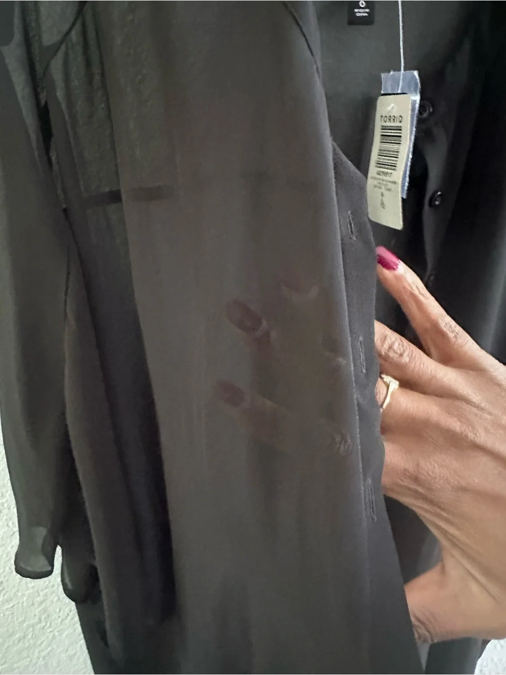 NWT Torrid Chiffon Button Front Dolman Kimono Duster Black Size 0 Large 12